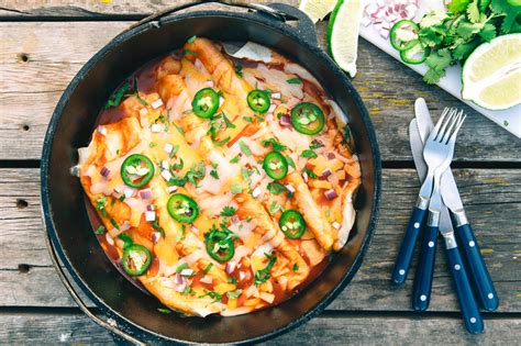 dutch oven enchiladas camping recipe  fresh   grid