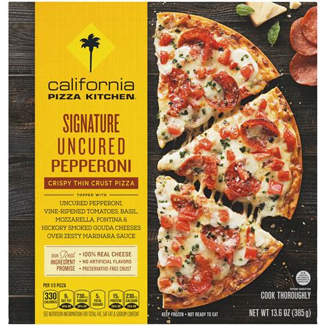california pizza kitchen signature uncured pepperoni crispy thin crust frozen pizza  oz box