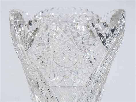 American Brilliant Period Heavy Monumental Cut Crystal Vase Vases