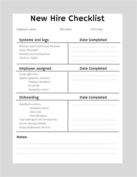 printable  hire checklist onboarding checklist manager etsy