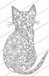 Coloring Colouring Patterned Cat Zentangle Pages Pattern Adult Patchwork Choose Board Cats Patterns sketch template