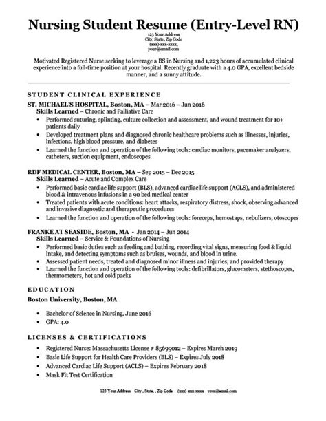 entry level nursing student resume sample tips resumecompanion