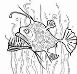 Coloring Pages Fish Angler Seaweed Between Anglerfish Sea Deep Getcolorings Designlooter Color A4 sketch template
