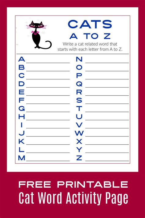 printable    cat word activity page mama likes