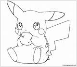 Pikachu Eating Pages Apple Coloring Color Printable Coloringpagesonly sketch template