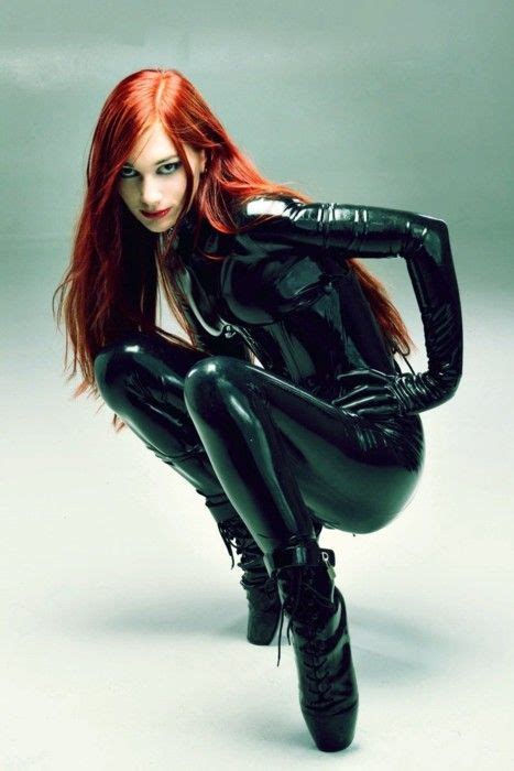 Black Widow Latex Sexy Redhead Model Red Hair