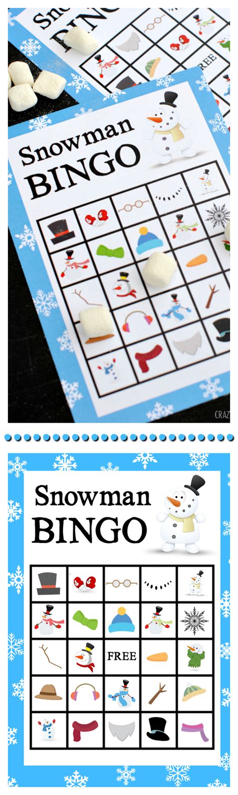 print   snowman bingo game  play   winter printable