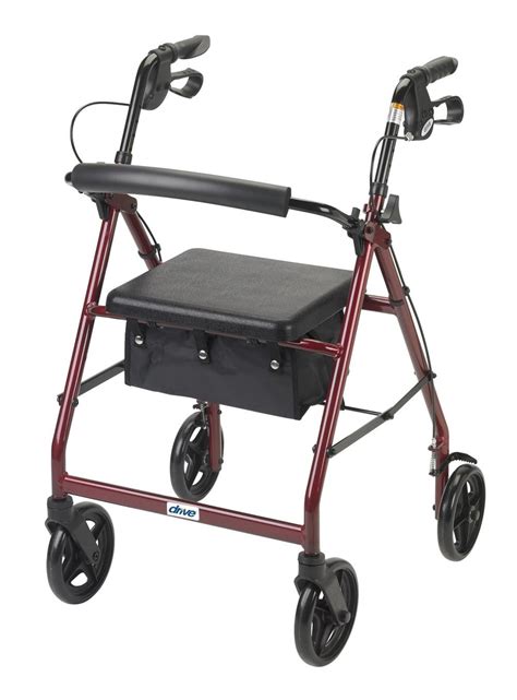 aluminum rollator  casters fold   removable  support padded seat loop locks