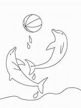 Dolphines Colouring Coloringpage Bal Dolphins sketch template