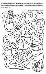 Labyrinths Coloring Pages Kids Color Squirrels Hazelnuts Children Printable Justcolor Hen sketch template