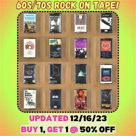 5 and up rock cassette tapes zeppelin elo beatles 60s 70s 80s build ur