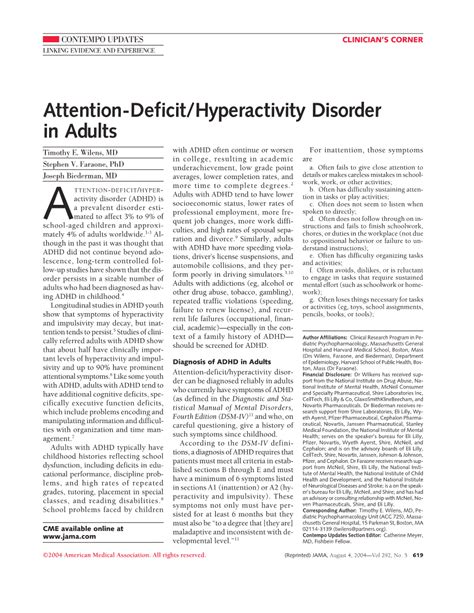 attention deficit hyperactivity disorder in adults jama the jama