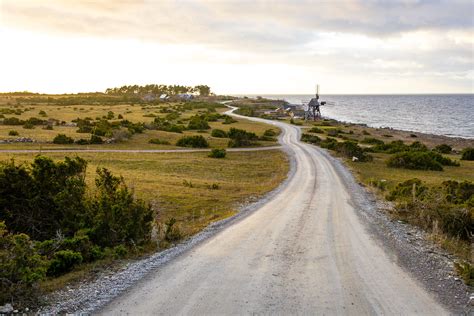 landscape and road in Öland sweden image free stock