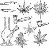Bong Marijuana Smoking Better Elemento Hoja Joints Crafts sketch template