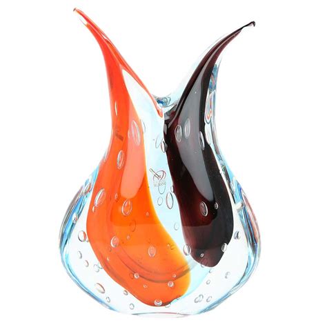 Murano Art Glass Sommerso Vase Red And Purple