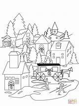 Village Coloring Christmas Pages Drawing Printable Simple Color Kids Paper Getdrawings Print Drawings Sheets Pag sketch template