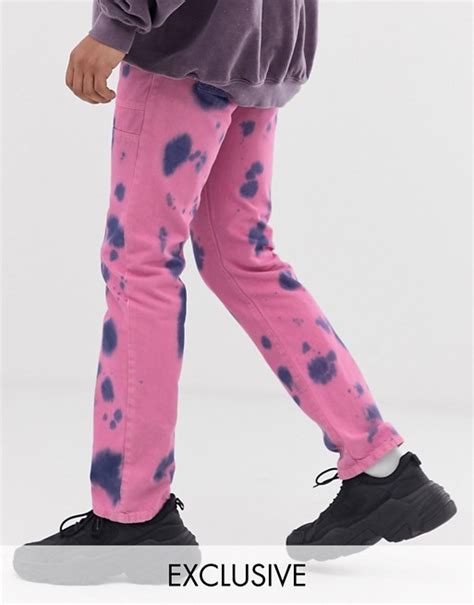 reclaimed vintage inspired tie dye jeans in pink asos