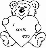 Valentines Coloring Heart Pages Valentine Kids Bear sketch template