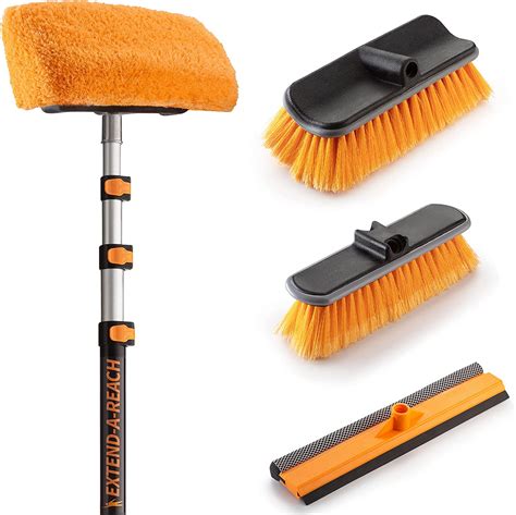 foot exterior house cleaning brush set    ft extension pole vinyl siding brushes