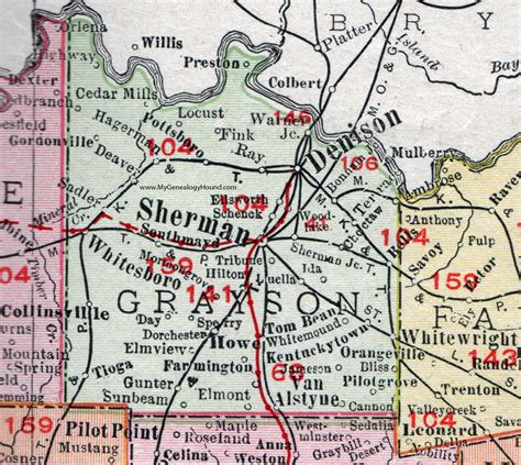 grayson county texas  map rand mcnally sherman denison van