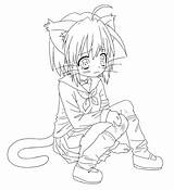 Cat Anime Girl Coloring Pages Color Getcolorings Print Printable sketch template