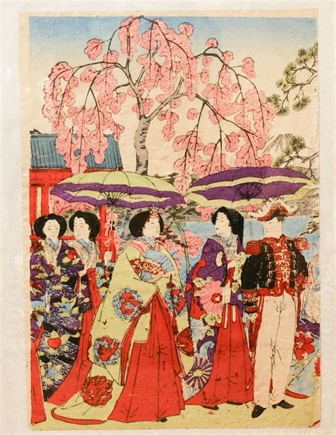 antique vintage japan japanese ukiyoe woodblock moku hanga print hina