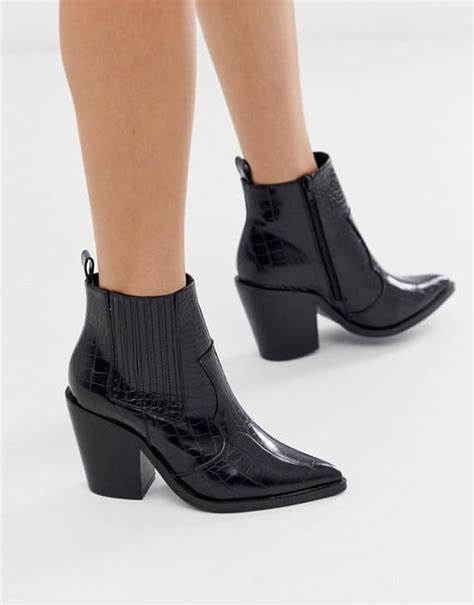 asos design elliot western boots  black boots  women popsugar fashion uk photo
