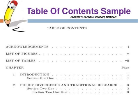 table content research paper