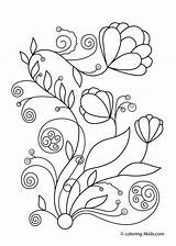Coloring Pages Printable Spring Embroidery Flower Patterns Flowers Kids Pattern Hand 4kids Sheets sketch template