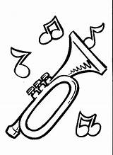 Coloring Trumpet Notes Instruments Musical Kids sketch template
