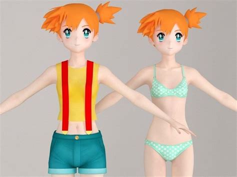 t pose nonrigged model of misty anime girl 3d cgtrader