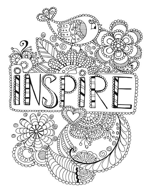 inspire words coloring page words coloring pages  adults cute
