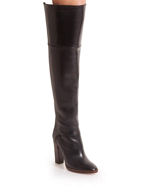 chloe leather   knee boots  black lyst