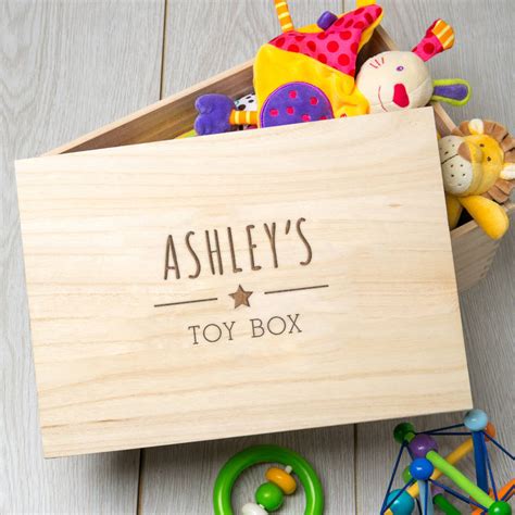 personalised wooden toy storage box  children baby  dust