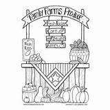 Coloring Pages Produce Farm Farms Market Family Printable Farmers Fall Colouring Color Thanksgiving Harvest Farmer Adult Kids Corn Autumn Stall sketch template