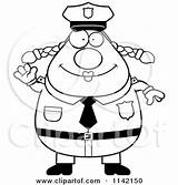 Chubby Police Woman Cartoon Clipart Waving Friendly Outlined Coloring Vector Thoman Cory Loving sketch template