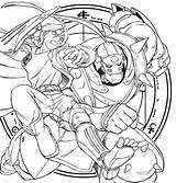 Alchemist Fullmetal Coloring Pages Anime Color Manga Lineart sketch template