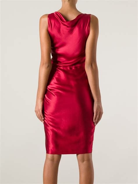 lyst lanvin cowl neck sleeveless cocktail dress in red