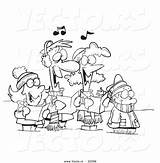 Family Christmas Cartoon Coloring Vector Singing Outline Carols Leishman Ron Royalty sketch template