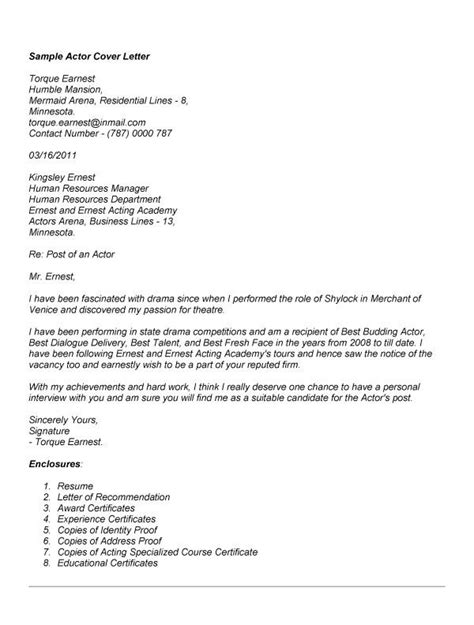 actor cover letter sample  resume templates