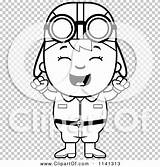 Cheering Aviator Pilot Boy Happy Outlined Coloring Clipart Cartoon Vector Cory Thoman sketch template