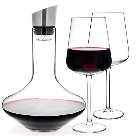 Luxbe Wine Decanter 50 Ounce And Aerator Pourer Lid
