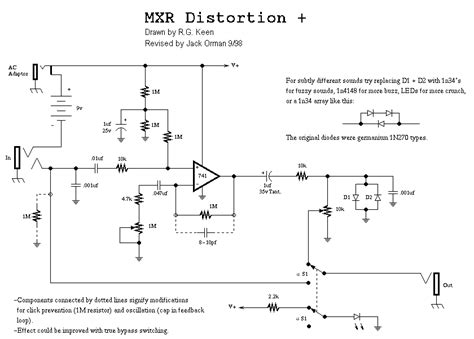 mosfet distortion pedal schematic