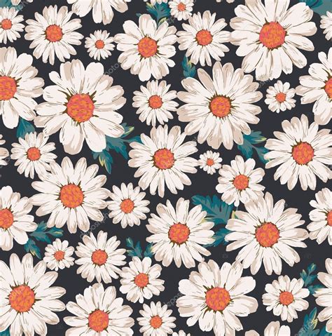 seamless flowerdaisy print pattern background stock vector image