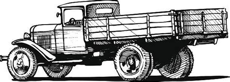 pick  truck drawn  hand  black  white stock photo image