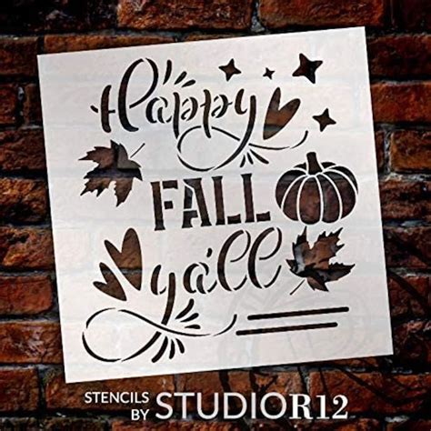 happy fall yall stencil  studior diy autumn farmhouse etsy