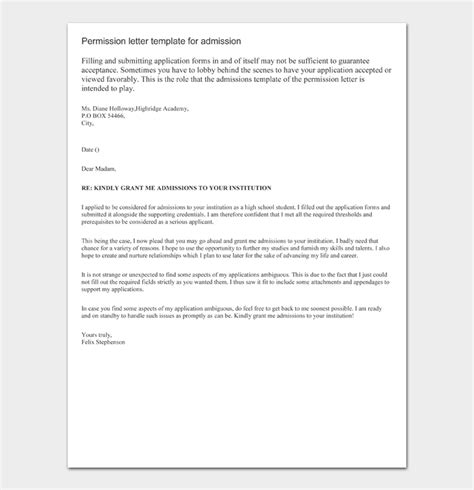 permission letters   write templates  samples