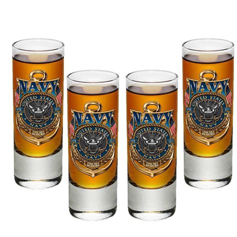 Us Navy Badge Shot Glasses Military Republic