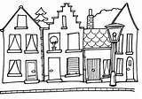 Kleurplaten Huizen Kleurplaat Straat Afkomstig Volwassenen Rijtjes Huisjes sketch template