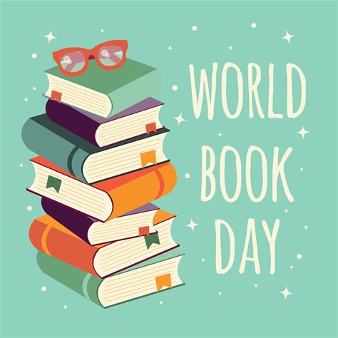 world book day stack  books  glasses  mint background  vector art  vecteezy